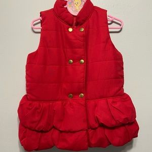 Girls Kids Headquarters Red Puffer Vest. Size 6